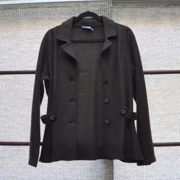 100% WOOL Denver Heyes brown coat jacket Size XL/TG - Picture 4 of 7